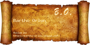 Bartho Orion névjegykártya